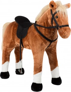 Cheval debout avec son, marron