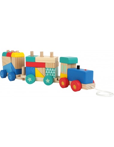 Train en bois à emboîter avec son et lumière